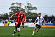 29 July 2022; Mick McDonnell of Longford Town and Keith Ward of Dundalk during the Extra.ie FAI Cup First Round match between Dundalk and Longford Town at Oriel Park in Dundalk, Louth. Photo by Ben McShane/Sportsfile