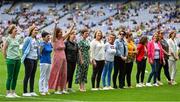 31 July 2022; The Monaghan Jubilee teams from 1997 and 1998 are introduced before the TG4 All-Ireland Ladies Football Championship Finals at Croke Park in Dublin. Photo by Brendan Moran/Sportsfile