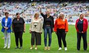 31 July 2022; The Monaghan Jubilee teams from 1997 and 1998 are introduced before the TG4 All-Ireland Ladies Football Championship Finals at Croke Park in Dublin. Photo by Brendan Moran/Sportsfile