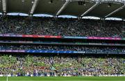 31 July 2022; The teams during the parade before the TG4 All-Ireland Ladies Football Senior Championship Final match between Kerry and Meath at Croke Park in Dublin. Photo by Brendan Moran/Sportsfile