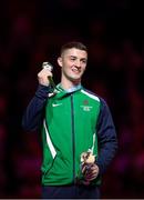 1 August 2022; Rhys McClenaghan of Northern Ireland with his Silver medal after competing in the men's pommel horse final at Arena Birmingham in Birmingham, England. Photo by Paul Greenwood/Sportsfile
