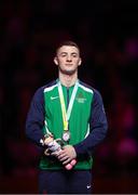 1 August 2022; Rhys McClenaghan of Northern Ireland with his Silver medal after competing in the men's pommel horse final at Arena Birmingham in Birmingham, England. Photo by Paul Greenwood/Sportsfile