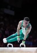 1 August 2022; Rhys McClenaghan of Northern Ireland competing in the men's pommel horse final at Arena Birmingham in Birmingham, England. Photo by Paul Greenwood/Sportsfile