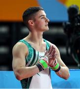 1 August 2022; Rhys McClenaghan of Northern Ireland after competing in the men's pommel horse final at Arena Birmingham in Birmingham, England. Photo by Paul Greenwood/Sportsfile