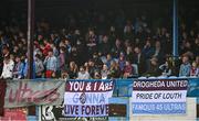 1 August 2022; Drogheda United supporters during the SSE Airtricity League Premier Division match between Drogheda United and UCD at Head in the Game Park in Drogheda, Louth. Photo by Ben McShane/Sportsfile