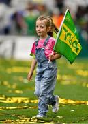 31 July 2022; A young Meath supporter after the TG4 All-Ireland Ladies Football Senior Championship Final match between Kerry and Meath at Croke Park in Dublin. Photo by Brendan Moran/Sportsfile