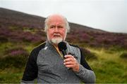 1 August 2022; Event sponsor Martin Donnelly speaks after the M. Donnelly GAA All-Ireland Poc Fada Finals at Cooley Mountains in Louth. Photo by Harry Murphy/Sportsfile