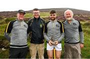 1 August 2022; Colin Ryan of Limerick with the Paul Ward awad with, from left, National Poc Fada Committee Cathaoirleach Tom Ryan, Ard Stiúrthóir of the GAA Tom Ryan and event sponsor Martin Donnelly after the M. Donnelly GAA All-Ireland Poc Fada Finals at Cooley Mountains in Louth. Photo by Harry Murphy/Sportsfile