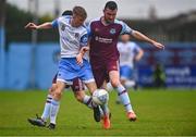 1 August 2022; Alex Nolan of UCD in action against Ryan Brennan of Drogheda United during the SSE Airtricity League Premier Division match between Drogheda United and UCD at Head in the Game Park in Drogheda, Louth. Photo by Ben McShane/Sportsfile