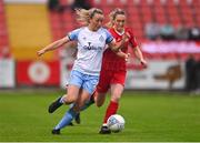 30 July 2022; Izzy Glennon of Shelbourne and Paula McGrory of Sligo Rovers during the SSE Airtricity Women's National League match between Sligo Rovers and Shelbourne at The Showgrounds in Sligo. Photo by Ben McShane/Sportsfile
