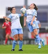 30 July 2022; Heather O'Reilly of Shelbourne controls the ball ahead of teammate Noelle Murray, left, during the SSE Airtricity Women's National League match between Sligo Rovers and Shelbourne at The Showgrounds in Sligo. Photo by Ben McShane/Sportsfile