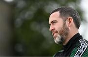3 August 2022; Manager Stephen Bradley speaks to Virgin Media before a Shamrock Rovers squad training session at Roadstone Sports Club in Dublin. Photo by David Fitzgerald/Sportsfile