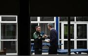 3 August 2022; Manager Stephen Bradley speaks to RTE before a Shamrock Rovers squad training session at Roadstone Sports Club in Dublin. Photo by David Fitzgerald/Sportsfile