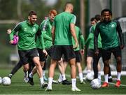 3 August 2022; Dylan Watts, left, during a Shamrock Rovers squad training session at Roadstone Sports Club in Dublin. Photo by David Fitzgerald/Sportsfile