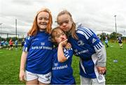 3 August 2022; Participants, from left, Kate Griffin, Caoimhe McNally and Maria Gilmartin during a Leinster Rugby Inclusion Camp at North Kildare Rugby Club in Kilcock, Kildare. Photo by Harry Murphy/Sportsfile