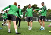 3 August 2022; Neil Farrugia, right, and Dylan Watts during a Shamrock Rovers squad training session at Roadstone Sports Club in Dublin. Photo by David Fitzgerald/Sportsfile