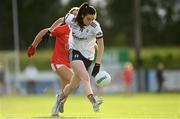 3 August 2022; Laura Freeney of Galway in action against Lia Heffernan of Cork during the ZuCar All-Ireland Ladies Football Minor ‘A’ Championship Final match between Cork and Galway at MacDonagh Park in Nenagh, Tipperary. Photo by Harry Murphy/Sportsfile