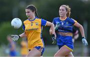 3 August 2022; Hannah Doyle of Clare in action against Lizzie Bourke of Wicklow during the ZuCar All-Ireland Ladies Football Minor ‘C’ Championship Final match between Clare and Wicklow at Kinnegad GAA club in Kinnegad, Westmeath. Photo by Piaras Ó Mídheach/Sportsfile