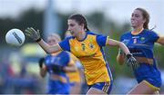 3 August 2022; Hannah Doyle of Clare in action against Lizzie Bourke of Wicklow during the ZuCar All-Ireland Ladies Football Minor ‘C’ Championship Final match between Clare and Wicklow at Kinnegad GAA club in Kinnegad, Westmeath. Photo by Piaras Ó Mídheach/Sportsfile