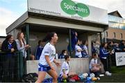 3 August 2022; Hannah Haughey of Monaghan reacts from the sideline late in the game during the ZuCar All-Ireland Ladies Football Minor B Championship Final match between Monaghan and Longford at Donaghmore Ashbourne GAA club in Ashbourne, Meath. Photo by David Fitzgerald/Sportsfile