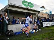 3 August 2022; Hannah Haughey of Monaghan reacts from the sideline late in the game during the ZuCar All-Ireland Ladies Football Minor B Championship Final match between Monaghan and Longford at Donaghmore Ashbourne GAA club in Ashbourne, Meath. Photo by David Fitzgerald/Sportsfile