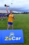 3 August 2022; Clare captain Emer Hynes lifts the cup after her side's victory in the ZuCar All-Ireland Ladies Football Minor ‘C’ Championship Final match between Clare and Wicklow at Kinnegad GAA club in Kinnegad, Westmeath. Photo by Piaras Ó Mídheach/Sportsfile