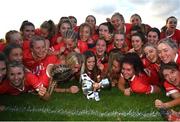 3 August 2022; Cork players with the trophy after the ZuCar All-Ireland Ladies Football Minor ‘A’ Championship Final match between Cork and Galway at MacDonagh Park in Nenagh, Tipperary. Photo by Harry Murphy/Sportsfile
