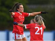 3 August 2022; ASadbh McGoldrick and Áine Hallihan of Cork celebrate after the ZuCar All-Ireland Ladies Football Minor ‘A’ Championship Final match between Cork and Galway at MacDonagh Park in Nenagh, Tipperary. Photo by Harry Murphy/Sportsfile