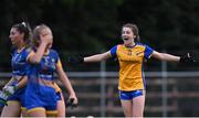 3 August 2022; Lauren Conway of Clare celebrates after her side's victory in the ZuCar All-Ireland Ladies Football Minor ‘C’ Championship Final match between Clare and Wicklow at Kinnegad GAA club in Kinnegad, Westmeath. Photo by Piaras Ó Mídheach/Sportsfile