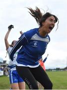 3 August 2022; Brenna Tierney of Monaghan celebrates a late score during the ZuCar All-Ireland Ladies Football Minor B Championship Final match between Monaghan and Longford at Donaghmore Ashbourne GAA club in Ashbourne, Meath. Photo by David Fitzgerald/Sportsfile