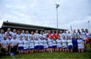 3 August 2022; Monaghan players and staff celebrate after the ZuCar All-Ireland Ladies Football Minor B Championship Final match between Monaghan and Longford at Donaghmore Ashbourne GAA club in Ashbourne, Meath. Photo by David Fitzgerald/Sportsfile
