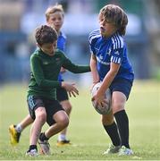 4 August 2022; Louie Hannigan, right, and Loughlan O'Hurlihy during the Bank of Ireland Leinster Rugby Summer Camp at St Mary's College RFC in Dublin. Photo by Ben McShane/Sportsfile