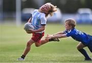 4 August 2022; Jack O'Leary, left, and Conor Turner during the Bank of Ireland Leinster Rugby Summer Camp at St Mary's College RFC in Dublin. Photo by Ben McShane/Sportsfile