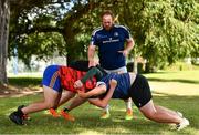 4 August 2022; Coach Matt Gill with participants during the Bank of Ireland Leinster Rugby School of Excellence at The King's Hospital School in Dublin. Photo by Ben McShane/Sportsfile