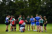 4 August 2022; Coach Conor Hollan speaks to participants during the Bank of Ireland Leinster Rugby School of Excellence at The King's Hospital School in Dublin. Photo by Ben McShane/Sportsfile