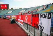 4 August 2022; St Patrick's Athletic flags are seen in the stadium before the UEFA Europa Conference League third qualifying round first leg match between CSKA Sofia and St Patrick's Athletic at Stadion Balgarska Armia in Sofia, Bulgaria. Photo by Yulian Todorov/Sportsfile