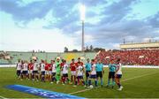 4 August 2022; Players from both sides shake hands before the UEFA Europa Conference League third qualifying round first leg match between CSKA Sofia and St Patrick's Athletic at Stadion Balgarska Armia in Sofia, Bulgaria. Photo by Yulian Todorov/Sportsfile