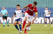 4 August 2022; Jurgen Mattheij of CSKA Sofia in action against Adam O'Reilly of St Patrick's Athletic during the UEFA Europa Conference League third qualifying round first leg match between CSKA Sofia and St Patrick's Athletic at Stadion Balgarska Armia in Sofia, Bulgaria. Photo by Yulian Todorov/Sportsfile