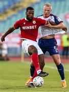 4 August 2022; Duckens Nazon of CSKA Sofia in action against Tom Grivosti of St Patrick's Athletic during the UEFA Europa Conference League third qualifying round first leg match between CSKA Sofia and St Patrick's Athletic at Stadion Balgarska Armia in Sofia, Bulgaria. Photo by Yulian Todorov/Sportsfile