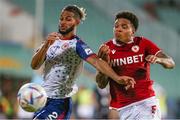 4 August 2022; Barry Cotter of St Patrick's Athletic in action against Bradley De Nooijer of CSKA Sofia during the UEFA Europa Conference League third qualifying round first leg match between CSKA Sofia and St Patrick's Athletic at Stadion Balgarska Armia in Sofia, Bulgaria. Photo by Yulian Todorov/Sportsfile