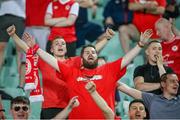 4 August 2022; St Patrick's Athletic supporters during the UEFA Europa Conference League third qualifying round first leg match between CSKA Sofia and St Patrick's Athletic at Stadion Balgarska Armia in Sofia, Bulgaria. Photo by Yulian Todorov/Sportsfile