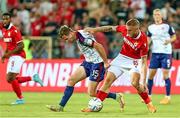 4 August 2022; Billy King of St Patrick's Athletic in action against Thibaut Vion of CSKA Sofia during the UEFA Europa Conference League third qualifying round first leg match between CSKA Sofia and St Patrick's Athletic at Stadion Balgarska Armia in Sofia, Bulgaria. Photo by Yulian Todorov/Sportsfile