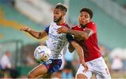 4 August 2022; Barry Cotter of St Patrick's Athletic in action against Bradley De Nooijer of CSKA Sofia during the UEFA Europa Conference League third qualifying round first leg match between CSKA Sofia and St Patrick's Athletic at Stadion Balgarska Armia in Sofia, Bulgaria. Photo by Yulian Todorov/Sportsfile