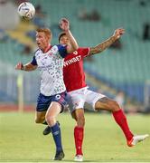 4 August 2022; Eoin Doyle of St Patrick's Athletic in action against Bradley De Nooijer of CSKA Sofia during the UEFA Europa Conference League third qualifying round first leg match between CSKA Sofia and St Patrick's Athletic at Stadion Balgarska Armia in Sofia, Bulgaria. Photo by Yulian Todorov/Sportsfile