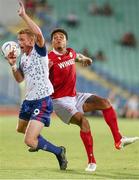 4 August 2022; Eoin Doyle of St Patrick's Athletic in action against Bradley De Nooijer of CSKA Sofia during the UEFA Europa Conference League third qualifying round first leg match between CSKA Sofia and St Patrick's Athletic at Stadion Balgarska Armia in Sofia, Bulgaria. Photo by Yulian Todorov/Sportsfile