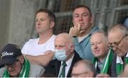 4 August 2022; Former Republic of Ireland international Richard Dunne and Vinny Perth, left, during the UEFA Europa League third qualifying round first leg match between Shamrock Rovers and Shkupi at Tallaght Stadium in Dublin. Photo by Stephen McCarthy/Sportsfile