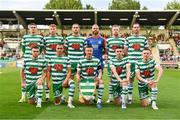 4 August 2022; Shamrock Rovers team before the UEFA Europa League third qualifying round first leg match between Shamrock Rovers and Shkupi at Tallaght Stadium in Dublin. Photo by Eóin Noonan/Sportsfile