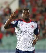 4 August 2022; Serge Atakayi of St Patrick's Athletic celebrates after scoring his side's first goal during the UEFA Europa Conference League third qualifying round first leg match between CSKA Sofia and St Patrick's Athletic at Stadion Balgarska Armia in Sofia, Bulgaria. Photo by Yulian Todorov/Sportsfile