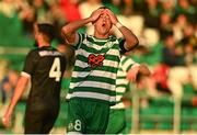 4 August 2022; Ronan Finn of Shamrock Rovers reacts during the UEFA Europa League third qualifying round first leg match between Shamrock Rovers and Shkupi at Tallaght Stadium in Dublin. Photo by Eóin Noonan/Sportsfile