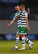 4 August 2022; Ronan Finn of Shamrock Rovers with teammate Graham Burke during the UEFA Europa League third qualifying round first leg match between Shamrock Rovers and Shkupi at Tallaght Stadium in Dublin. Photo by Eóin Noonan/Sportsfile